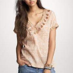 J. Crew Tassel and Sequin V-Neck Short Sleeve Print Top 4